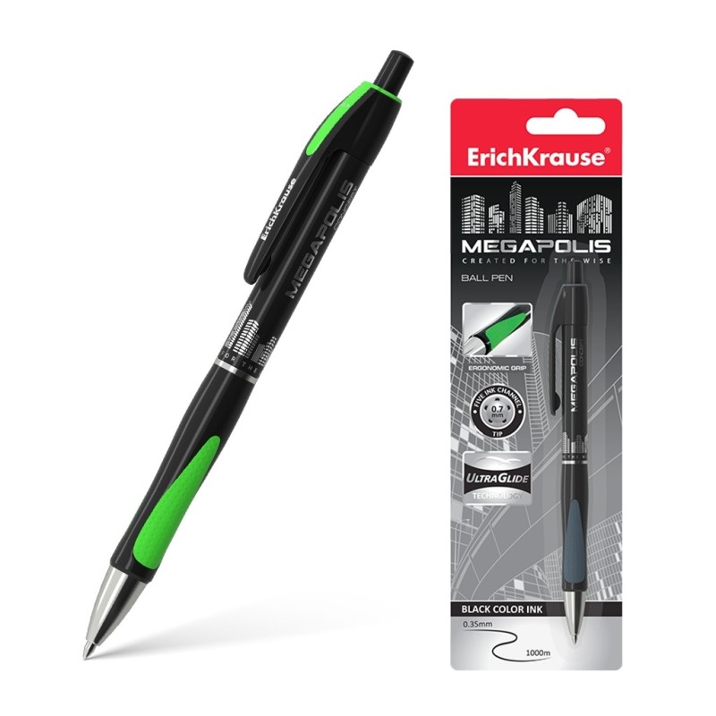 Erichkrause Boligrafo Automatico Megapolis Concept - Cuerpo Satinado Redondo - Zona de Agarre Ergonomica - - Color Negro Erichkrause Boligrafo Automatico Megapolis Concept - Cuerpo Satinado Redondo - Zona de Agarre Ergonomica - - Color Negro