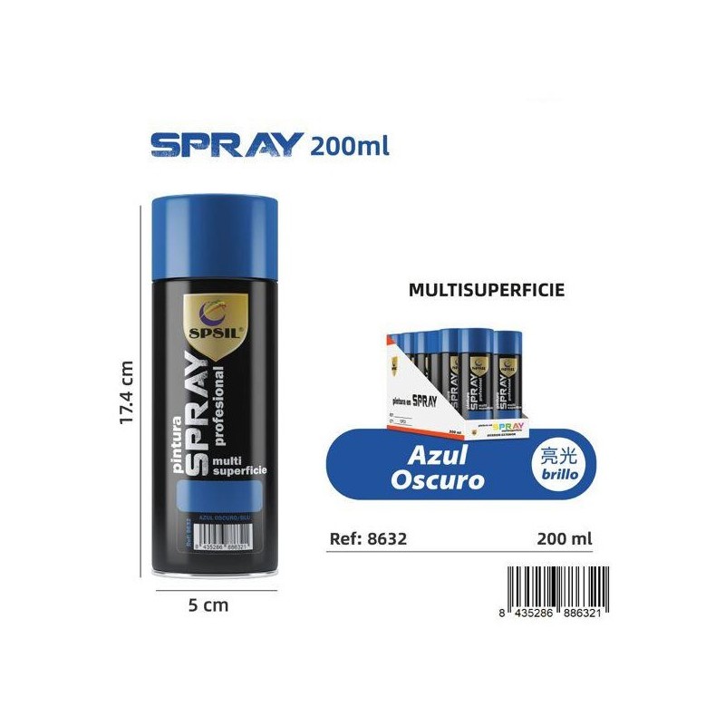 Spray Pintura Azul Oscuro 200ml SPSIL – Color Profundo y Duradero