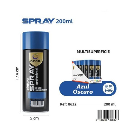 Spray Pintura Azul Oscuro 200ml SPSIL – Color Profundo y Duradero