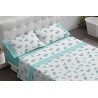 Burrito Blanco Juego De Sabanas  Modelo 481 Cama 105  en Color Turquesa