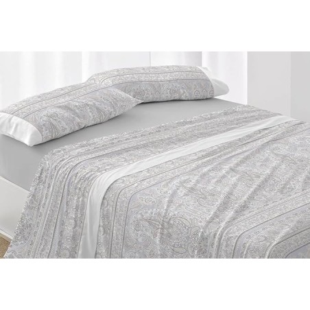 Burrito Blanco Juego De Sabanas  Diseño 529 Cama 135  en Color Gris