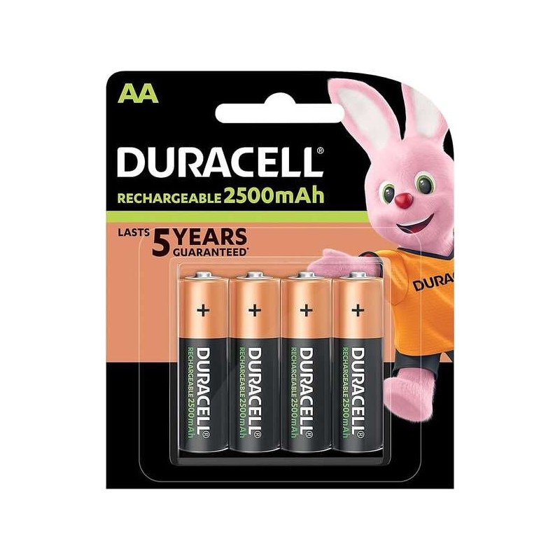 Duracell Pilas Recargables NiHM AA LR6 1.2V 2500mAh - Precargadas - (4 unidades)