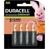 Duracell Pilas Recargables NiHM AA LR6 1.2V 2500mAh - Precargadas - (4 unidades)