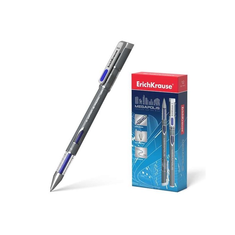 Erichkrause Megapolis Gel Boligrafo Tinta Gel - Punta de 0.5mm - Cuerpo Redondo Opaco - Color Azul Erichkrause Megapolis Gel Boligrafo Tinta Gel - Punta de 0.5mm - Cuerpo Redondo Opaco - Color Azul