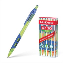 Erichkrause Boligrafo Automatico Xr-30 Spring - Cuerpo Translucido de Colores Neon - Punta de 07mm - Rapido - Color Azul
