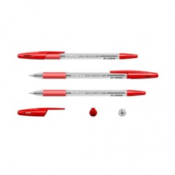Erichkrause R-301 Stick&Grip Boligrafo de Bola Punta 1.0mm - Trazo 0.5mm - Agarre con Grip   - Cuerpo Transparente - Color Rojo