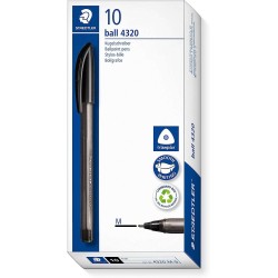 Staedtler Ball 4320 M Boligrafo Punta de Bola 1mm - Escritura Suave - Cuerpo Triangular - Color Negro