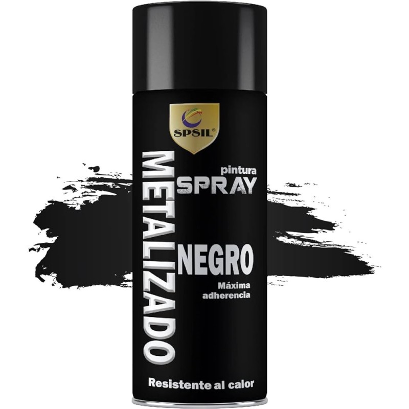 8597 Spray Pintura Color Negro Metalizado 400 ML. SPSIL